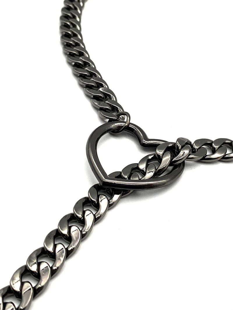 Heart Shaped Lock & Key Slip Chain Necklace