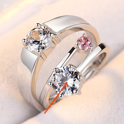 Minimalist Couple Zircon Diamond Crown Ring