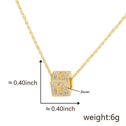 Cube 26 A-Z English Letter Pendant Necklaces