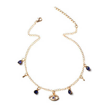 Gold Plated Blue Eye Crystal Necklace