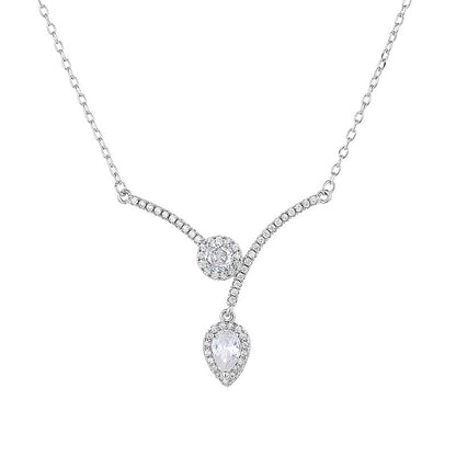 Micro Inlaid Zircon Water Drop V-shaped Necklace