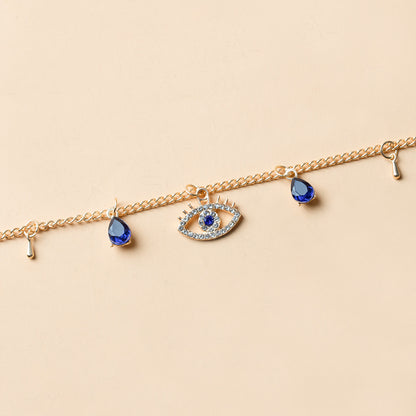 Gold Plated Blue Eye Crystal Necklace