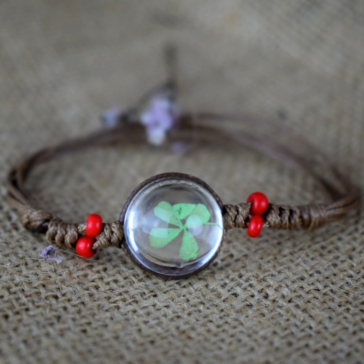Dried Flower in Waterdrop Necklace & Bracelet Set