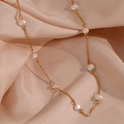 Pearl Gold Chain Bracelet & Necklace