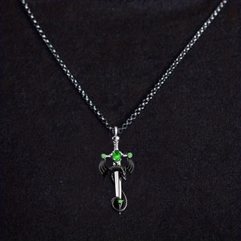 Retro Dragon Sword Pendant Necklace