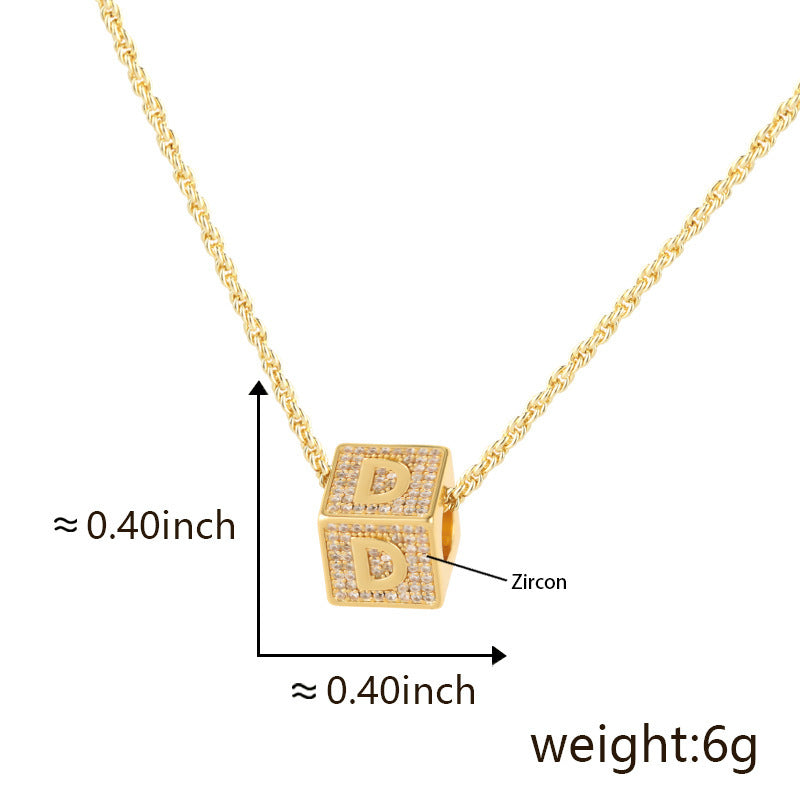 Cube 26 A-Z English Letter Pendant Necklaces