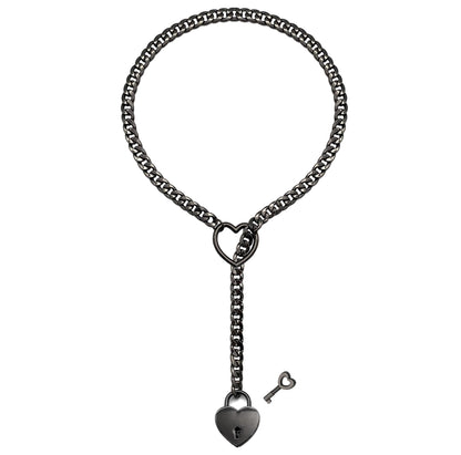 Heart Shaped Lock & Key Slip Chain Necklace