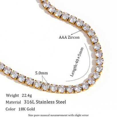 Stainless Steel Zircon Bracelet & Necklace Set