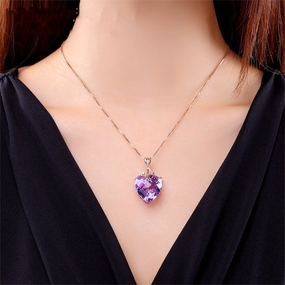 Rose Gold Amethyst Pendant Necklace