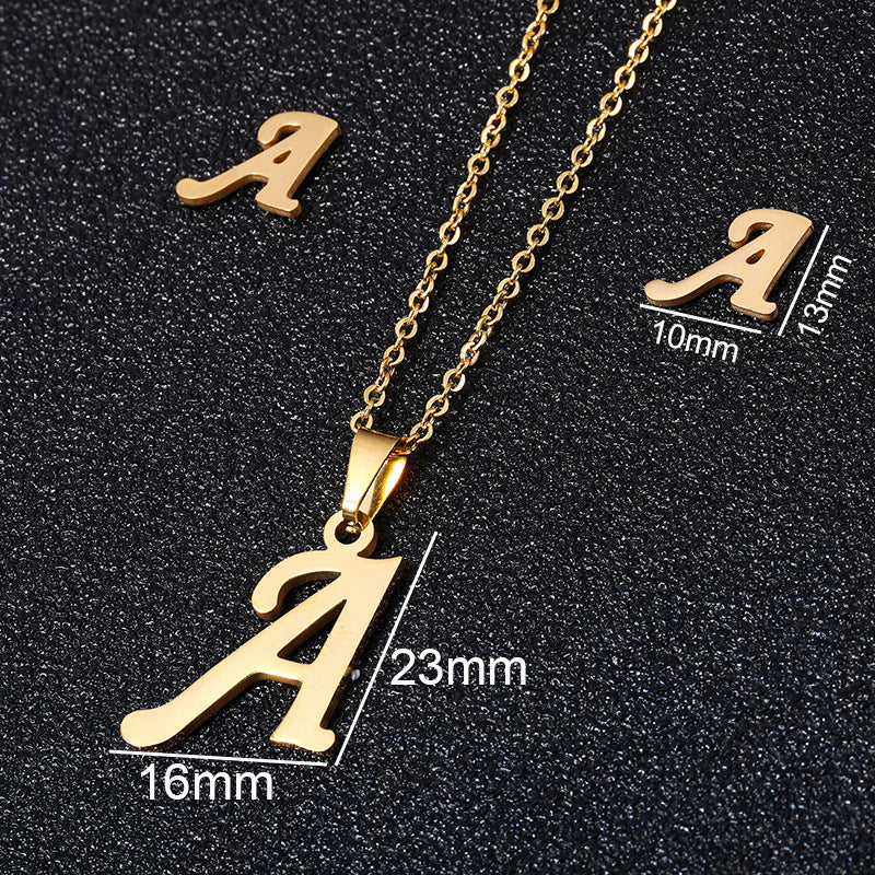 Stainless Steel Alphabet Necklace, 26 Initial Letters A–Z