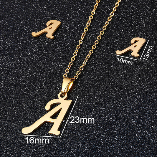 Stainless Steel Alphabet Necklace, 26 Initial Letters A–Z