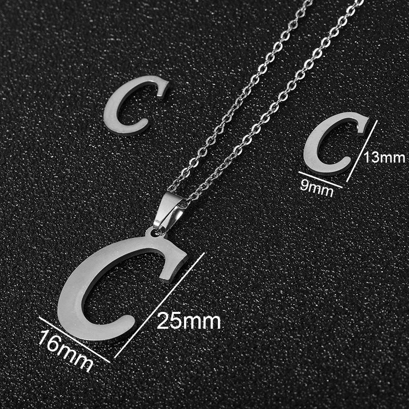 Stainless Steel Alphabet Necklace, 26 Initial Letters A–Z