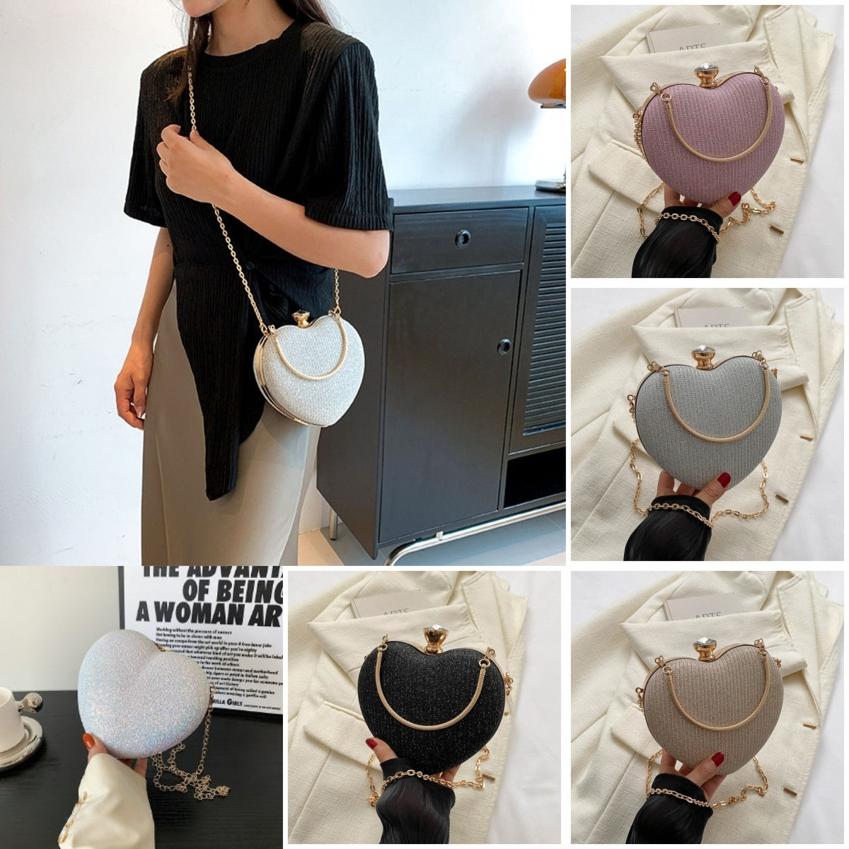 Heart-Shaped Evening Clutch Bag