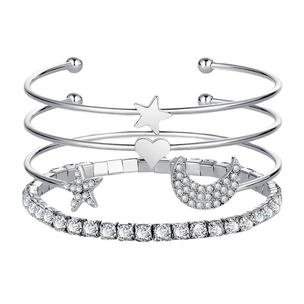 Moon & Stars Cuff Bracelet Set