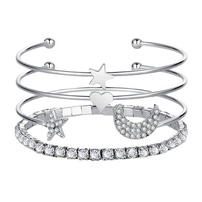 Moon & Stars Cuff Bracelet Set