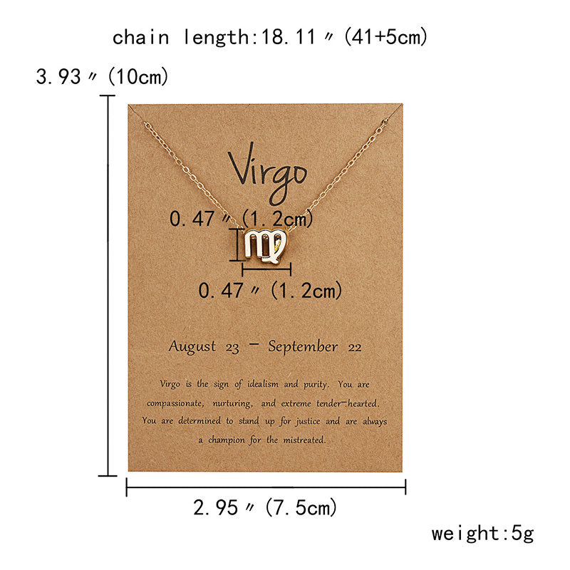 12 Zodiac Sign Constellation Pendant Necklace