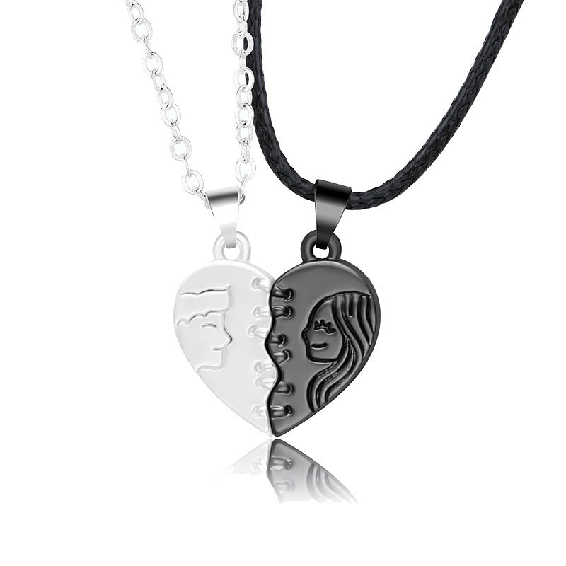 Holding Hands Couple Necklace, 2Pc Set