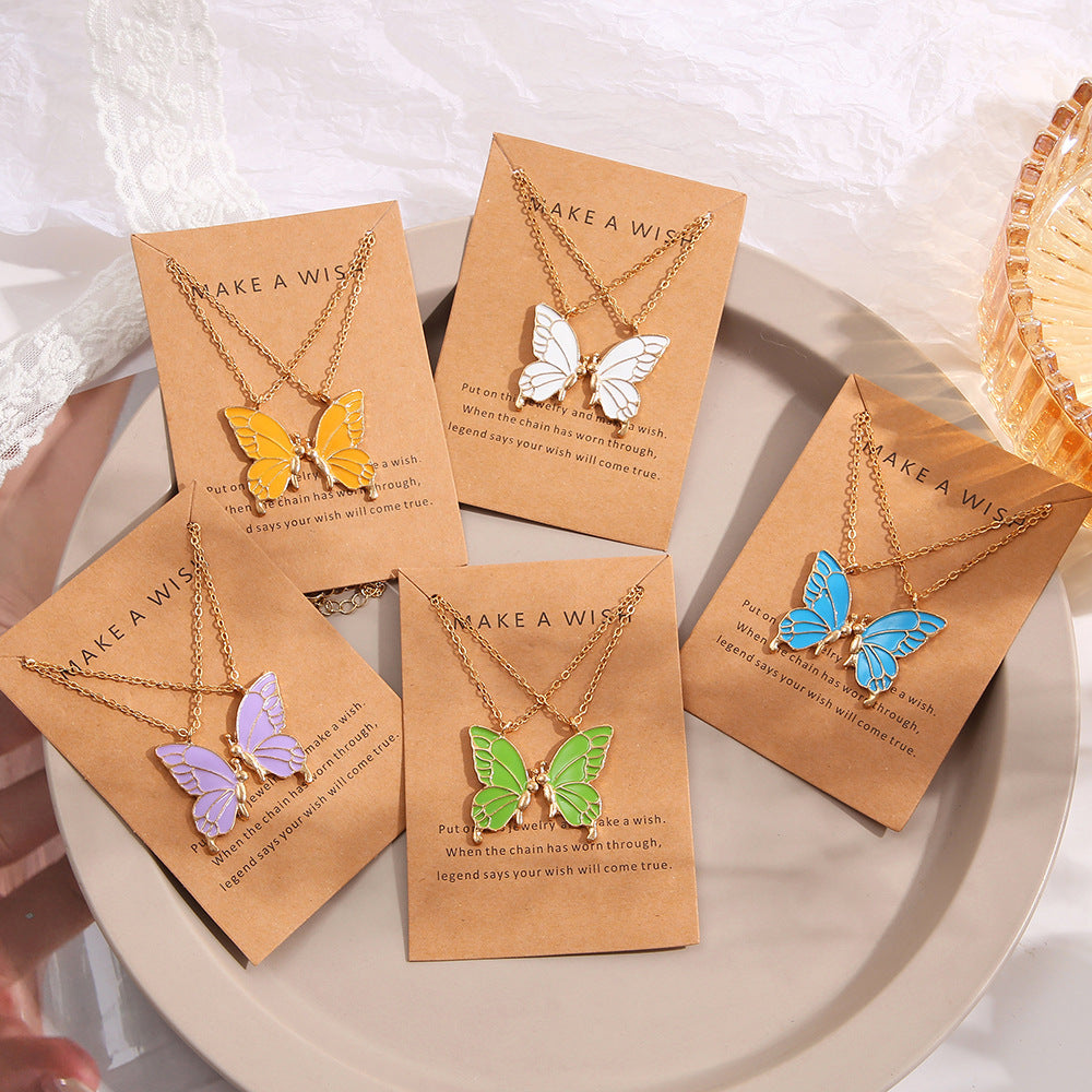 Coloured Butterfly Necklaces, 2Pc & 1Pc