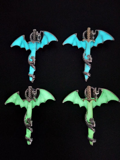 Glorious Dragon Pendant Necklace with Dark Sword – Unique Fantasy Jewellery