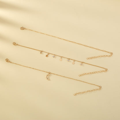 Star and Moon Tassel Bracelet Set, 3pcs