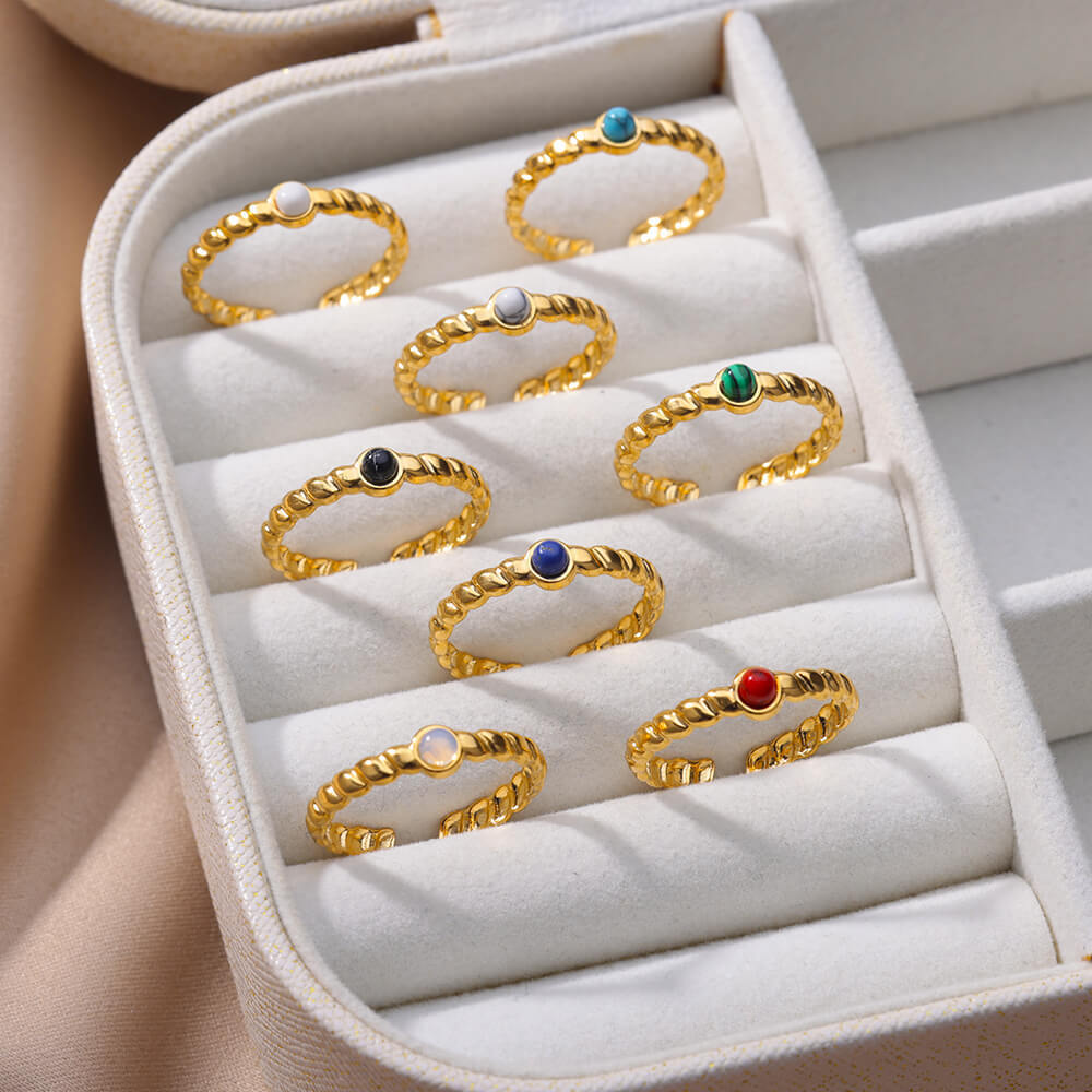 Round White Turquoise Ring - Adjustable