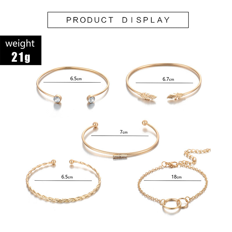 Leaf Circle 5-Piece Set Bracelets