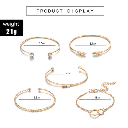 Leaf Circle 5-Piece Set Bracelets