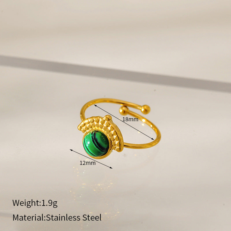 Natural Stone Turquoise Ring – Adjustable