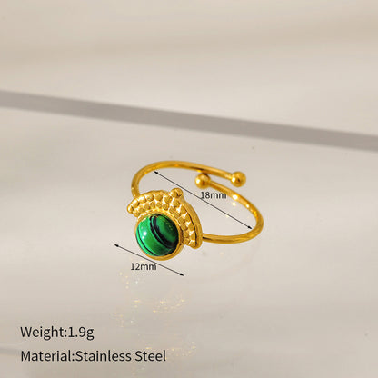 Natural Stone Turquoise Ring – Adjustable