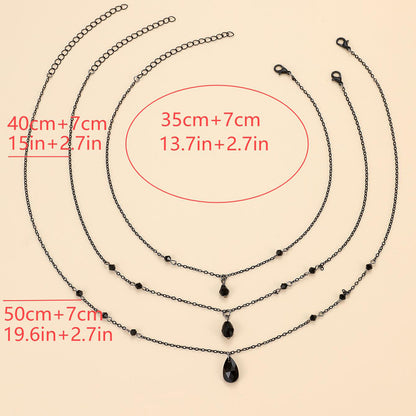 Retro Gothic Blood Drop Tassel Layered Necklace