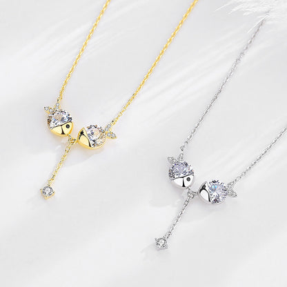 Cute Fish Kiss Zircon Necklace
