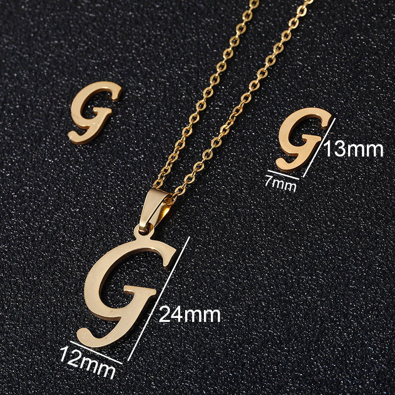 Stainless Steel Alphabet Necklace, 26 Initial Letters A–Z