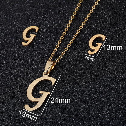 Stainless Steel Alphabet Necklace, 26 Initial Letters A–Z
