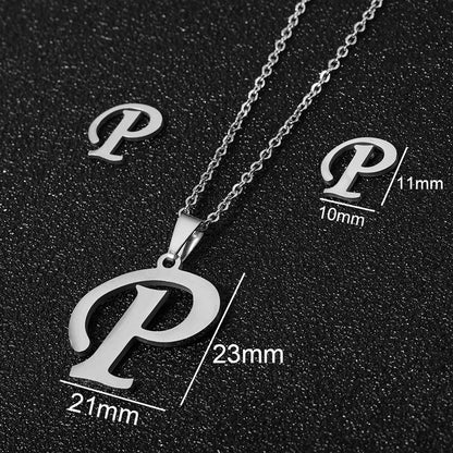 Stainless Steel Alphabet Necklace, 26 Initial Letters A–Z