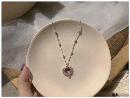 Elegant Vintage Purple Heart Necklace – Timeless Jewellery for Women