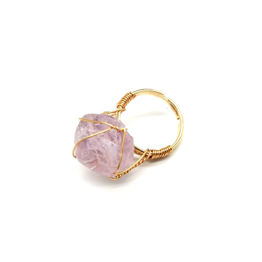 Adjustable Rough Stone Agate Ring