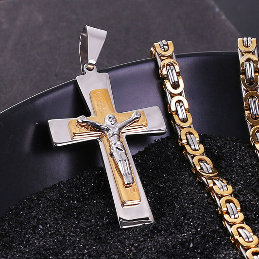 Chunky Cross Pendant Necklace