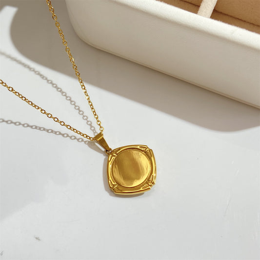 Drop Oil Pearl Blue Turquoise Sun Pendant Necklace