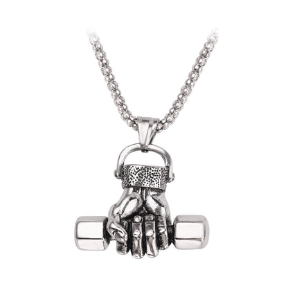 Gym Dumbbell Pendant Necklace