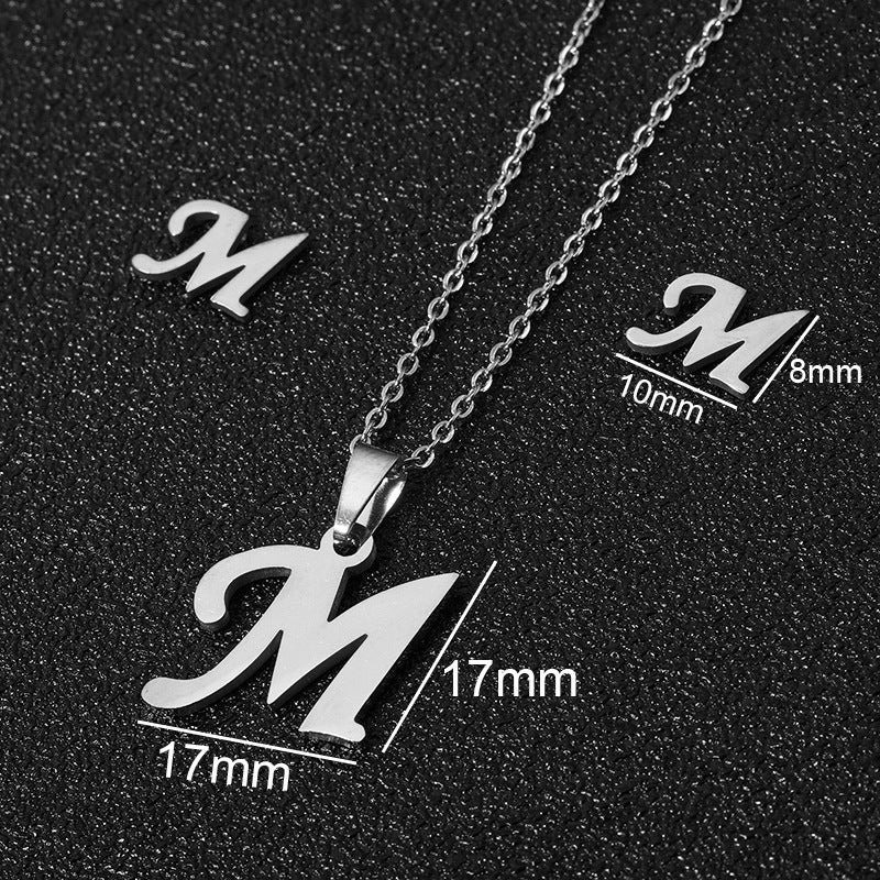 Stainless Steel Alphabet Necklace, 26 Initial Letters A–Z
