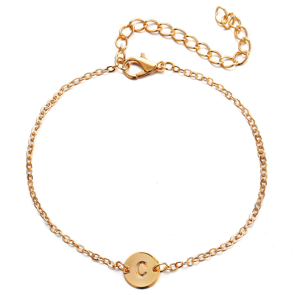 Adjustable Gold A-Z Letter Bracelet