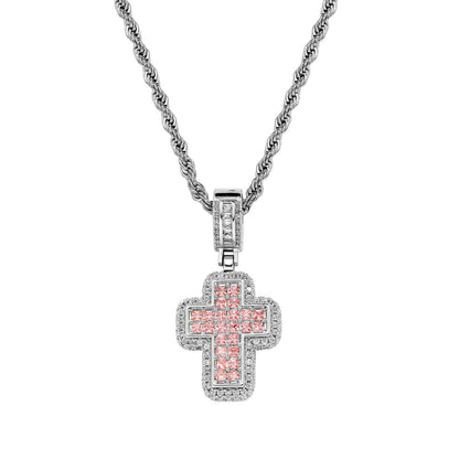 T-Square Cross Necklace with Zircon Crystal
