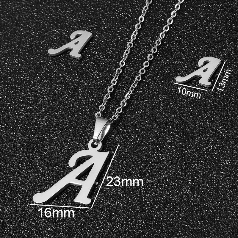Stainless Steel Alphabet Necklace, 26 Initial Letters A–Z