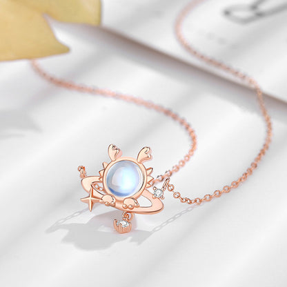 Sterling Silver Dragon Moonstone Necklace