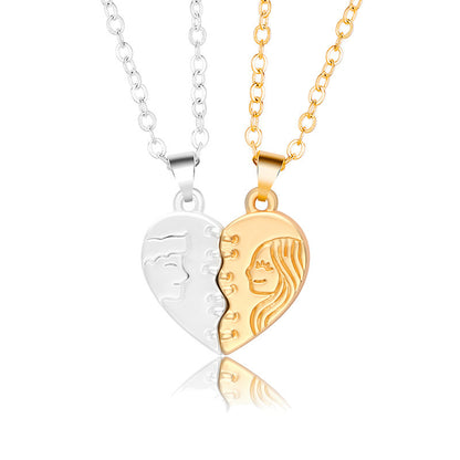 Holding Hands Couple Necklace, 2Pc Set