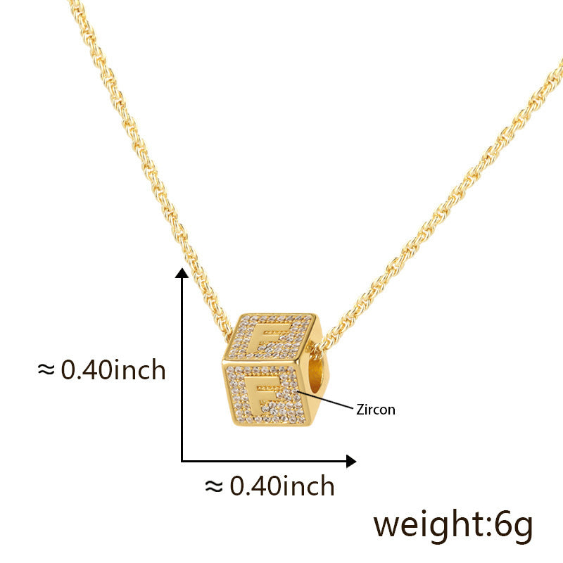 Cube 26 A-Z English Letter Pendant Necklaces