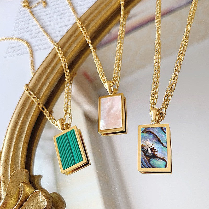 Retro Square Shell Tag Necklace for Women