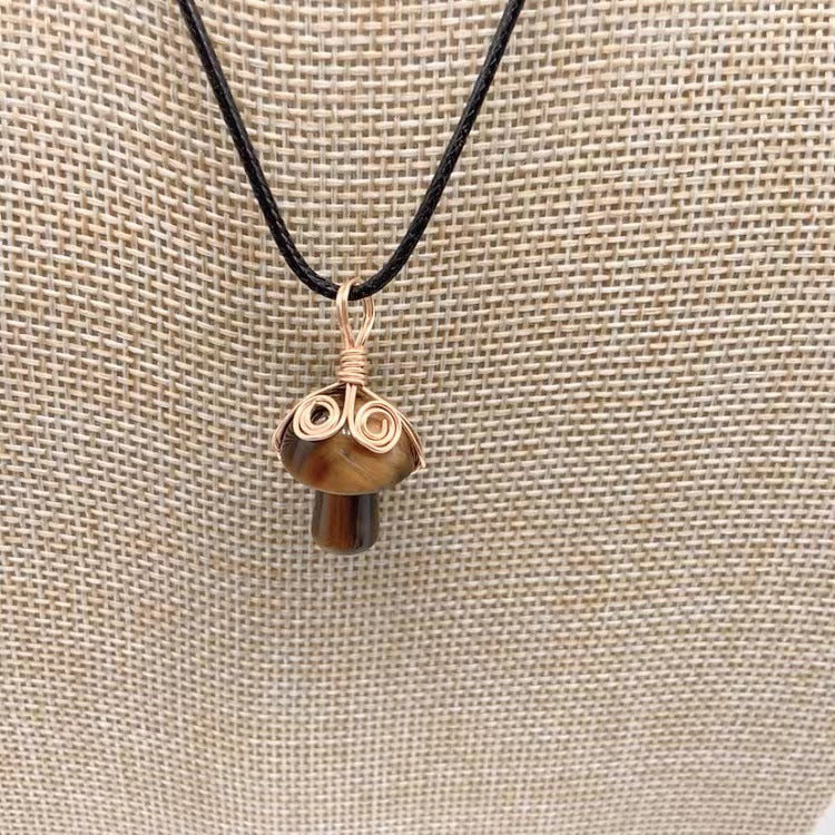 Winding Small Mushroom Natural Stone Necklaces