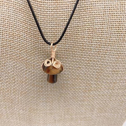 Winding Small Mushroom Natural Stone Necklaces