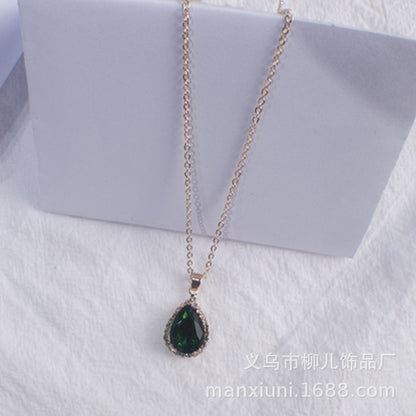 Water Drop Rose Gold Rhinestone Necklaces